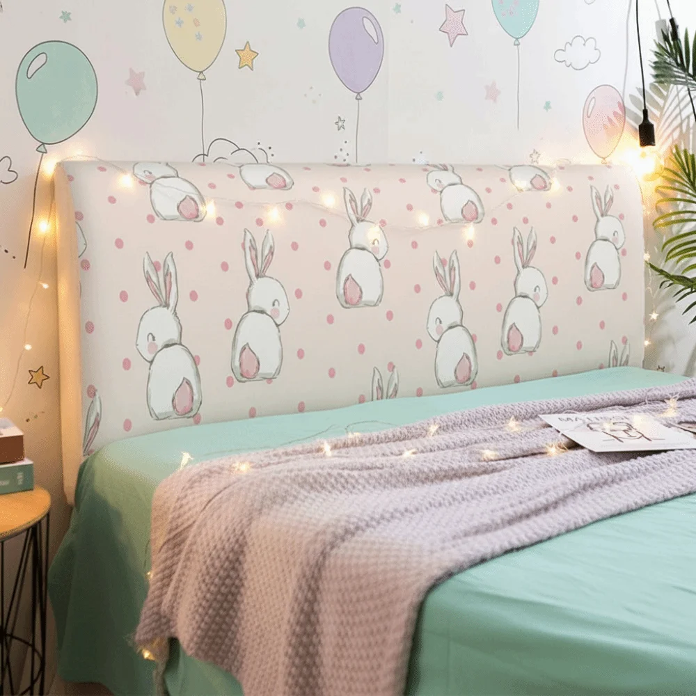 Bedroom Decoration Cartoon Elastic Bedhead Cover Thicken Non-slip Bed Head Slipcover Soft Washable Dust Cover Bedroom