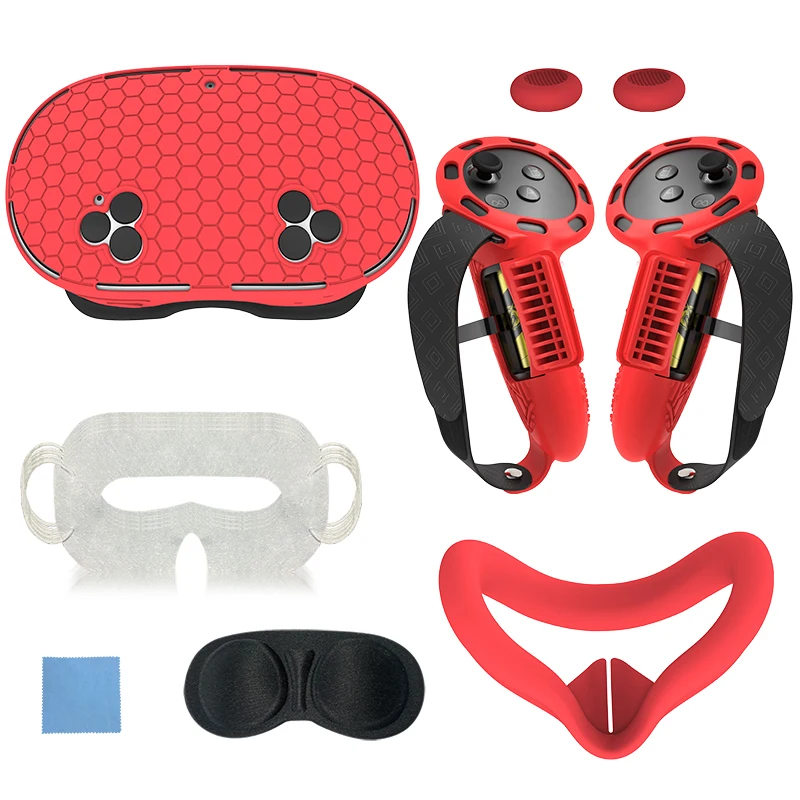 Suitable for Meta Quest 3S Silicone Protective Case Quest 3S Protective Case 7-Piece Set Shockproof and Dustproof
