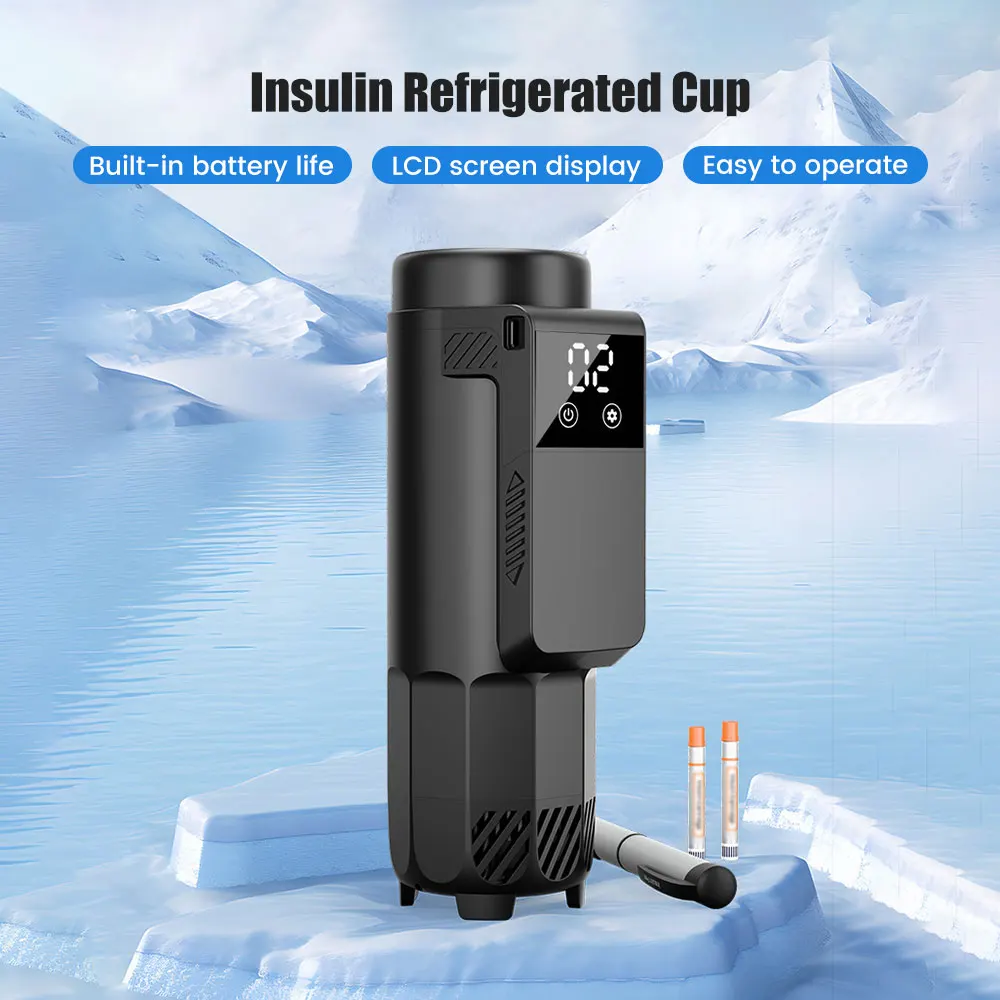 LCD Refrigerator Insulin Pens Refrigerated Cups Portable Diabetic Insulated Medicine Travels Cooler Profession Car Refrigerator