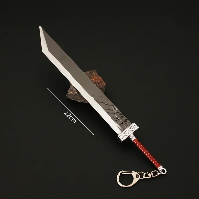 22cm/ 8.66in Fantasy Claud Destruction Sword Keychain katana Game Peripherals Weapon Props Metal Collectible Ornaments Boy Gifts