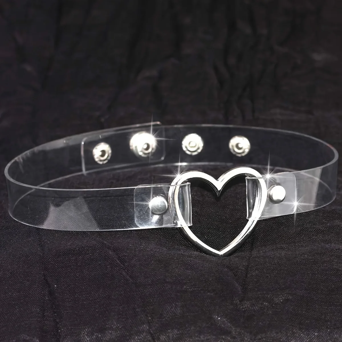 Gothic Punk Style Heart-Shaped Clear Collar Necklace, Sexy Transparent Choker, Ideal for Daily Wear and Party Accessory