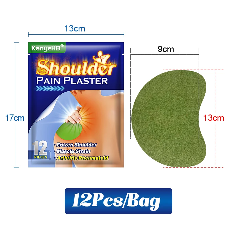 12Pcs=1Bag Shoulder Pain Relief Patch Self-heating Neck Plaster Chinese Herbal Medical Joint Arthritic Pain Relief Sticker W014