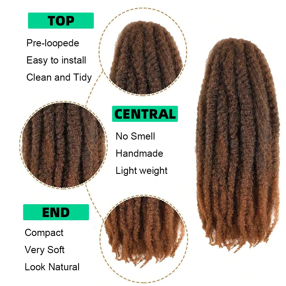 Trenzas de ganchillo de pelo Marley, extensiones de cabello trenzado Afro, rizado, sintético, cubano