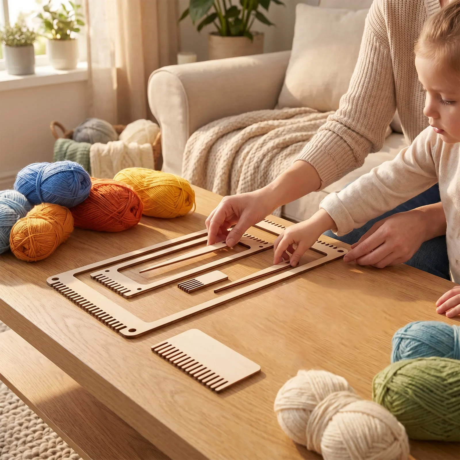 Loom Weaving Frame - 1 zestaw drewnianego tkackiego krosna do