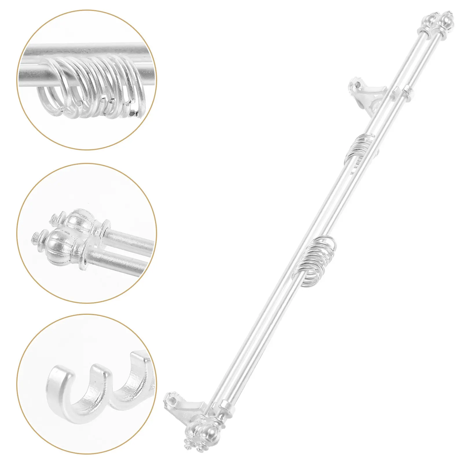 1Set Mini Curtain Rod Ornamental Support Alloy Heavy-Duty Decorative Curtain Pole for Dollhouse Window Kitchen Accessories