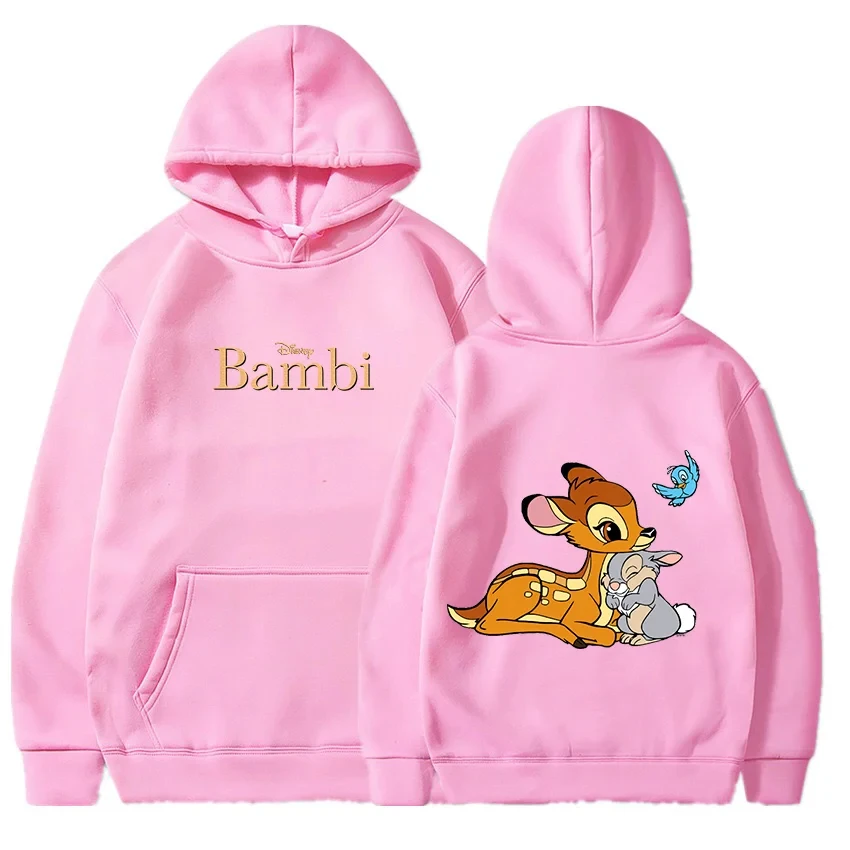 Disney-Sweats à capuche Bambi pour hommes et femmes, pull à capuche fin, sweat-shirt pour garçons et filles, sweat à capuche étu