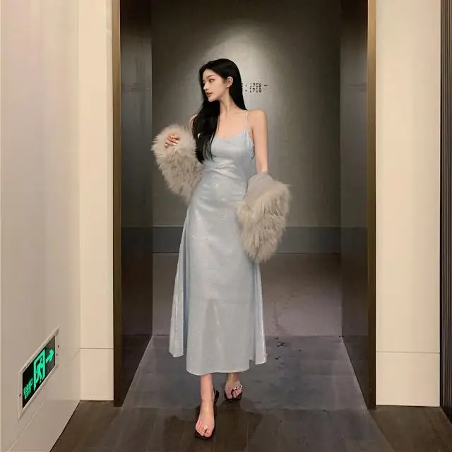 Vestidos femininos retalhos colorblock a linha em camadas saia de cintura alta juventude urbana criativa artística moderna única tendência ousada