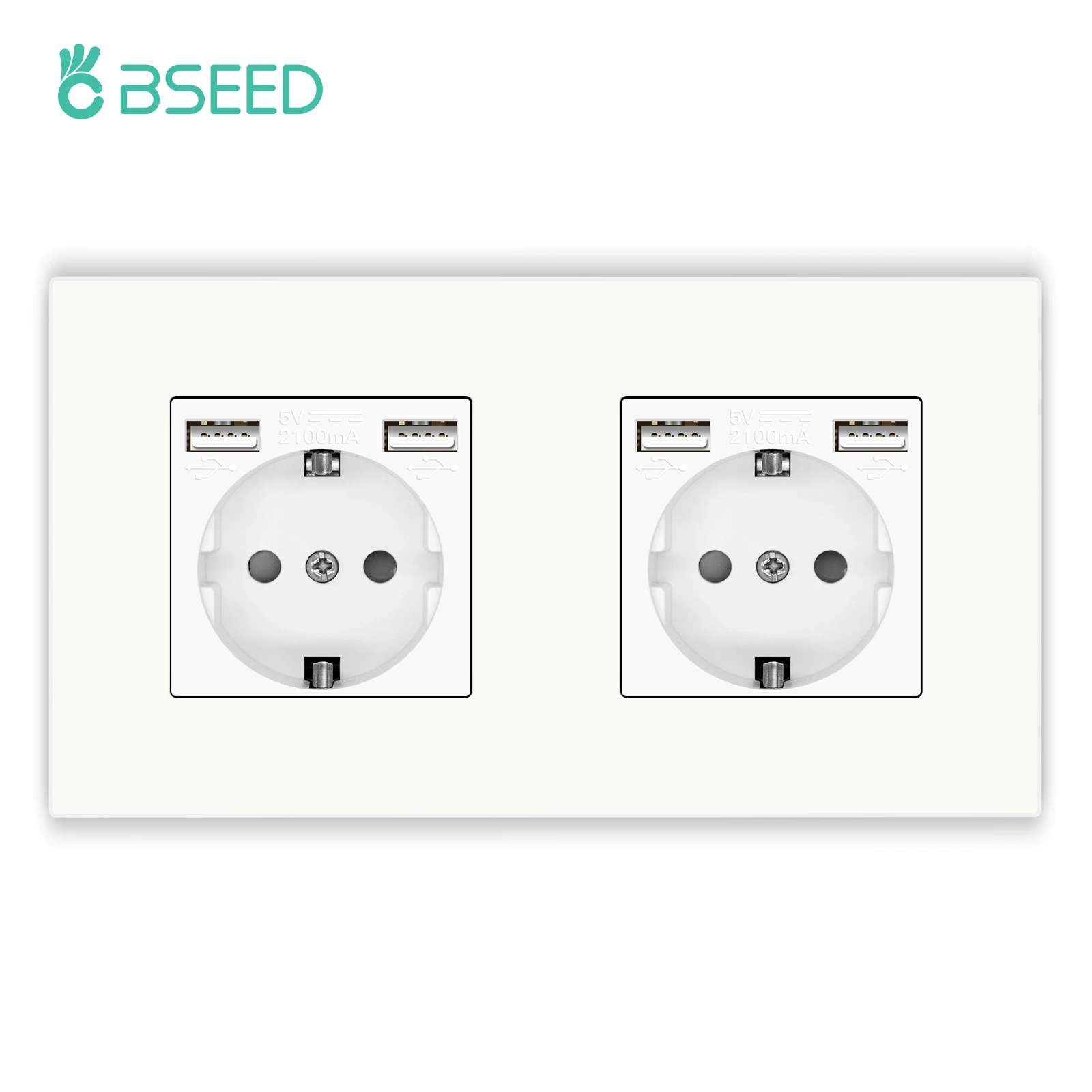 BSEED M1-Serie EU-Wandsteckdose, USB-Typ-C-Anschlusssteckdosen, doppelte Kunststoffrahmen-Steckdosen, dreifache Netzstecker, Kinderschutz, 16 A