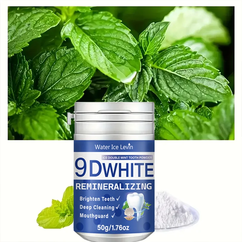 

Зубной порошок 9D White Ice Double Mint с мятой и жимолостью, с пищевой содой, реминерализующий. Осветляет зубы, глубоко очищает. 50 г.