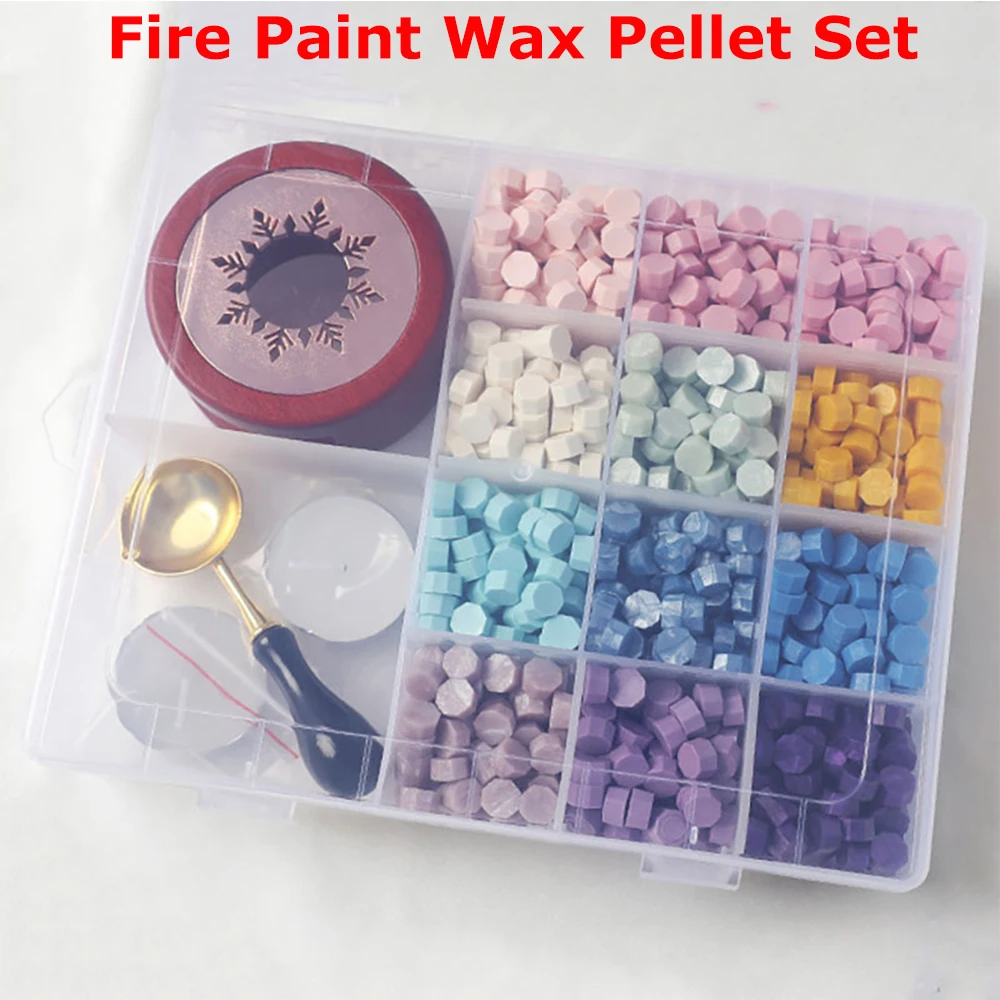 Fire Paint Wax Pellet Set Wax Beads Candle Warmer Spoon for DIY Wax Seal Stamps Envelope Invitation Card Making Supplies 2024