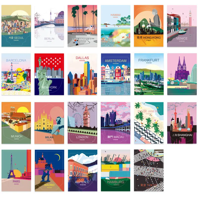 23 Pcs Cities suitcase stickers Travel Stickers Aesthetic Big Size Stickers Sets Decals for Travel Luggage Decorate Waterproof