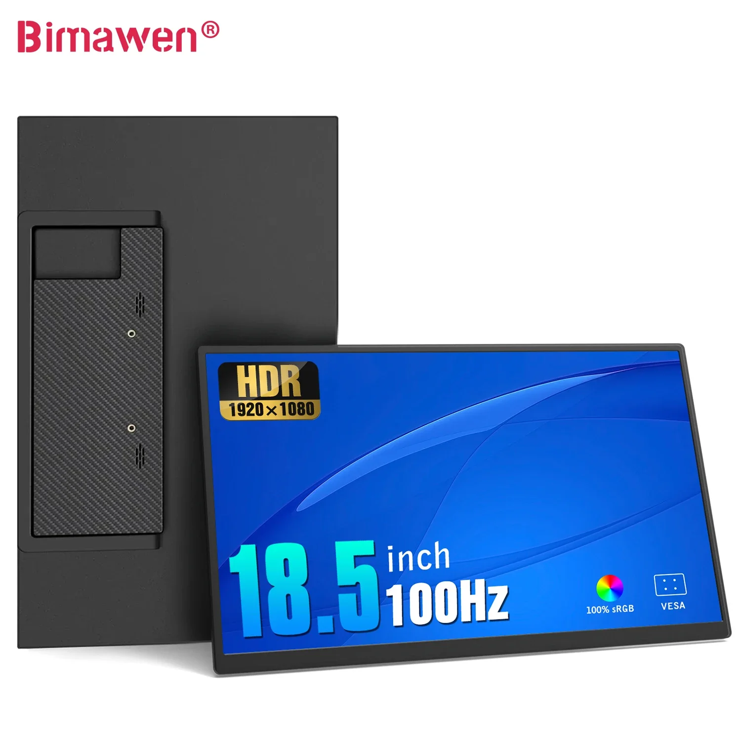 Bimawen 18.5 Portable Monitor Ultra Slim 100Hz RGB100% 300cd/m2 IPS Laptop Second Screen HDMI/Compatible With VESA Hole&Stand