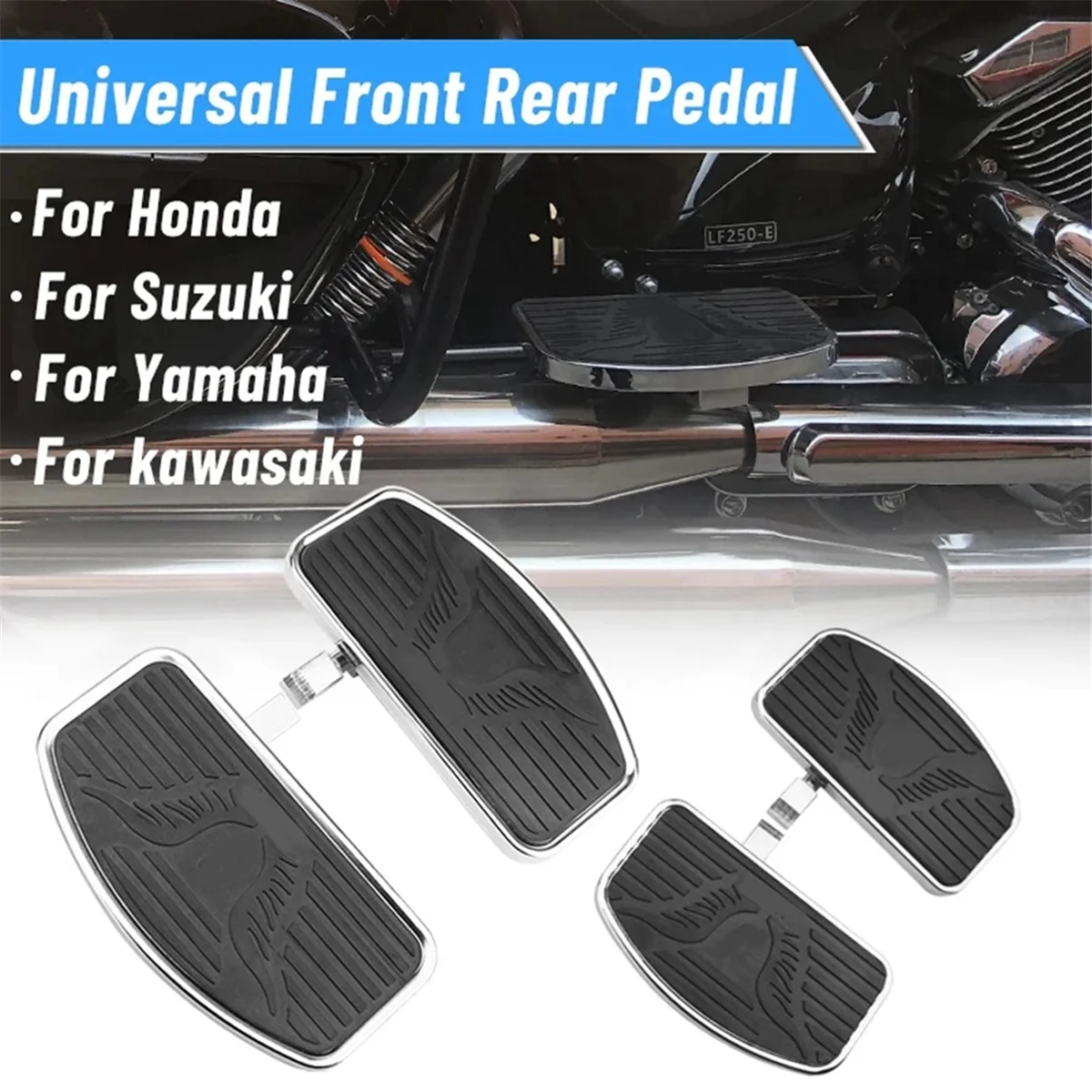 Motorcycle Universal Rear Passengers Footrest Pedal for Honda VTX Yamaha Drag Star Suzuki Kawasaki Resting Footrests