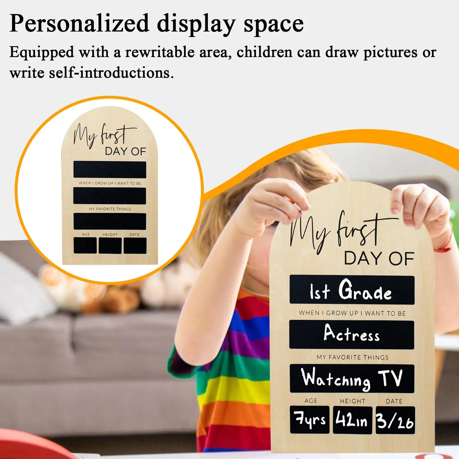 سبورة محمولة مقاس 7 × 11 بوصة لليوم الأول من المدرسة، لوحة خشبية قابلة لإعادة الاستخدام، علامة آخر يوم المدرسة للأطفال ذكريات دائمة
