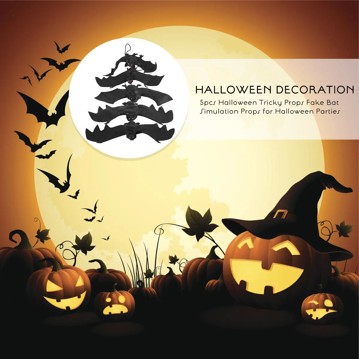 

5Pcs Premium Material Spooky Bat Hanging Decorations Halloween Party Decor Indoor Outdoor Yard Halloween Decorations Clearance