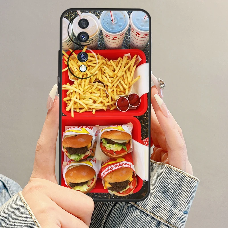 French Fries Burger Pizza Case For Huawei P30 Pro P40 P20 Lite P Smart Z Nova 9 Honor 70 50 X8 X9a Magic 5 Pro Cover