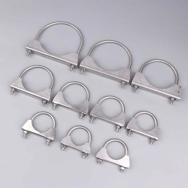 304 Stainless Steel U-Screw Irregular Bolt With Baffle And Nut M8 Exhaust Pipe Clamp
