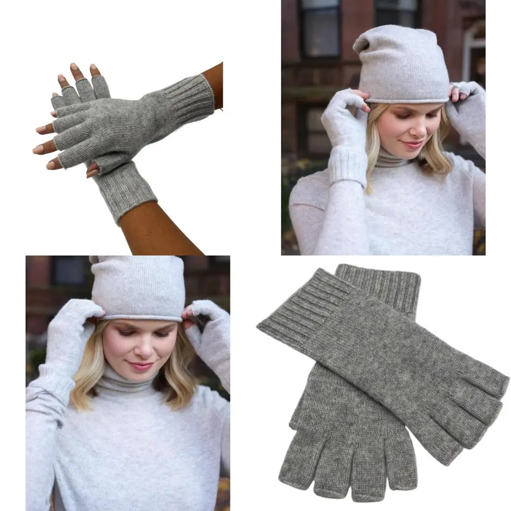 

100% Cashmere Fingerless Gloves - Premium Quality, Soft and Warm, Ideal for Cold Weather Wear