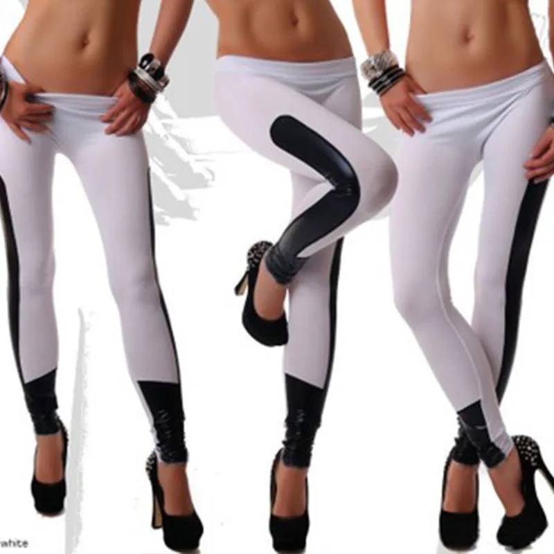 Women Fashion Leggings Pencil Pants Elastic Candy Color Stitching Fashion Jeggings Sexy Leggings L1087