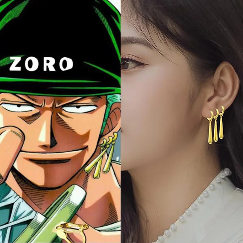 3PCS ZORO EARRING stud earrings Anime Cosplay Jewelry, Anime Lover Gifts 3 Holes Earrings