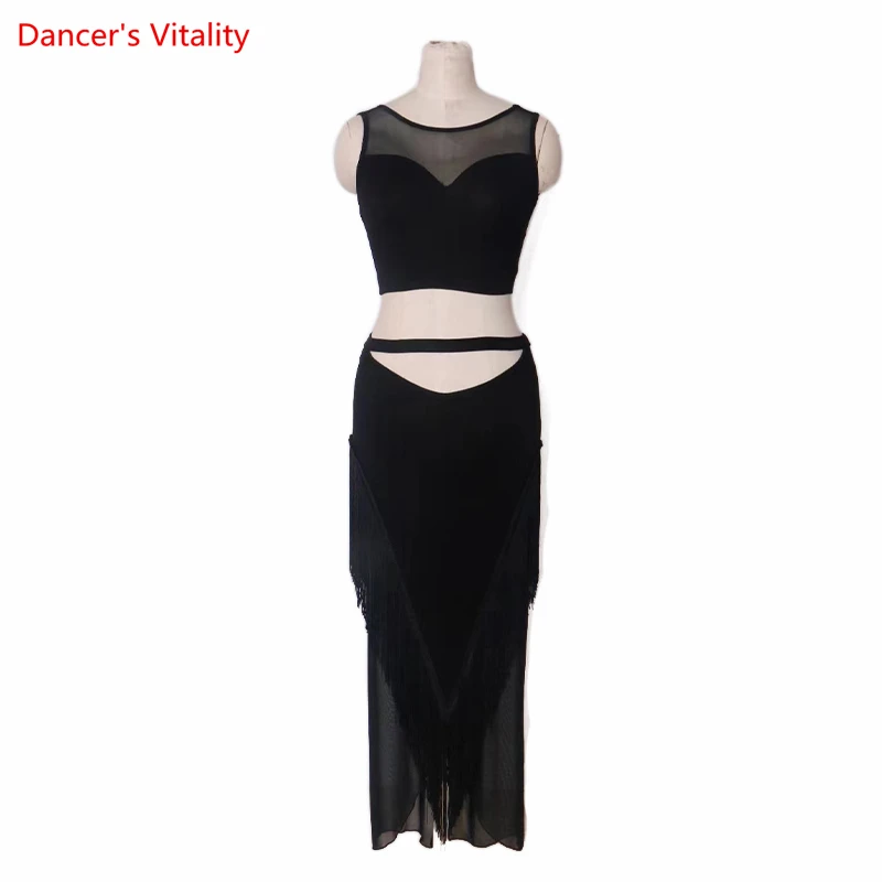 Belly Dance Costume Suit for Women Customzied Modal Sleeveless Top+tassel Skirt 2pcs Oriental Dance Clothes Bellydance Outfit