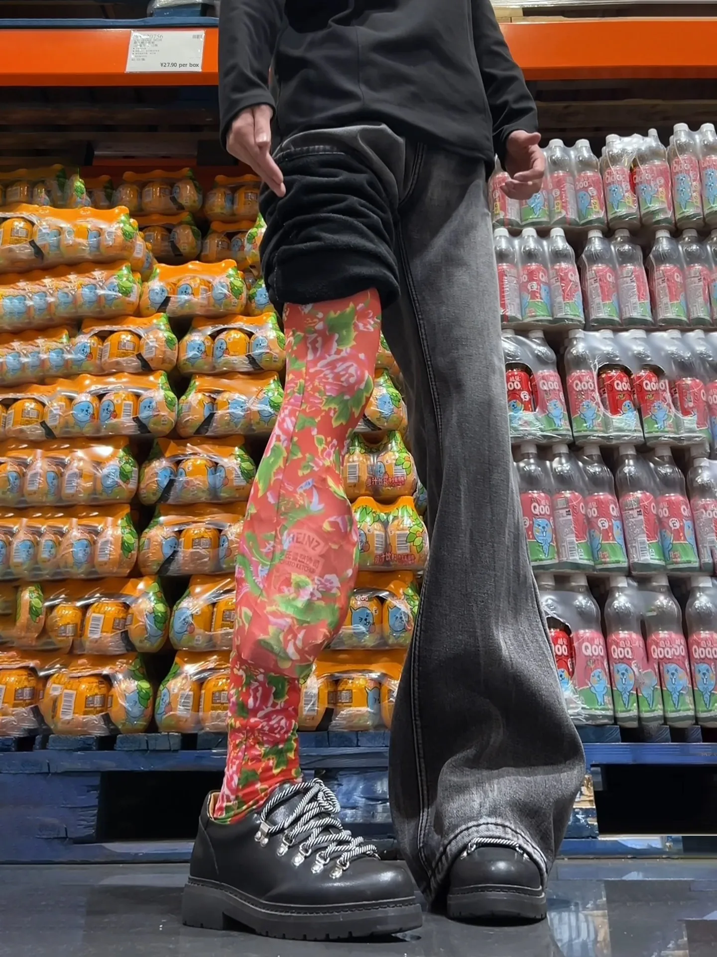 

Мужские джинсы-клеш Bla Lightning Pattern с узором, весенняя коллекция, утепленные флисом, удлиненная версия, прямые брюки с эффектом стройности