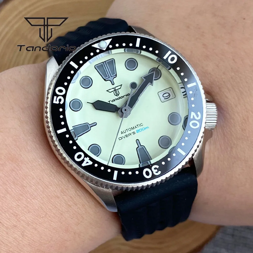 

Tandorio NH35 NH36 Full Luminous 37mm Diver Men's Automatic Steel Watch 3.8 Crown Sapphire Glass 20bar Wristwatch Rotating Bezel