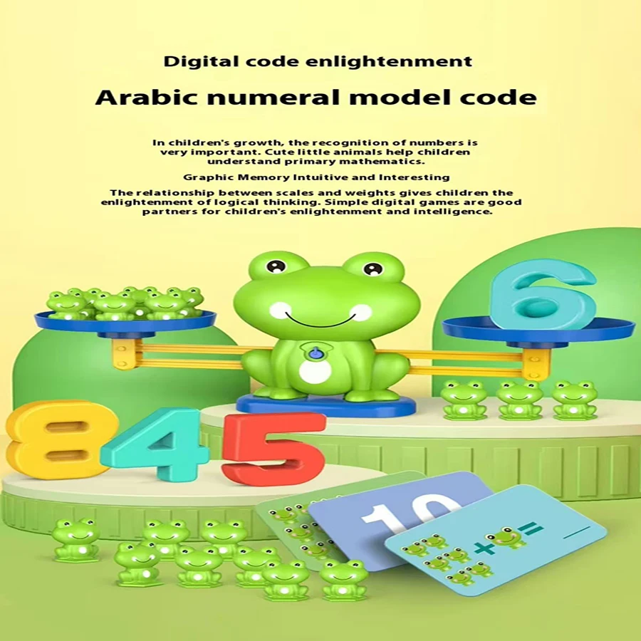 1 ensemble de jouets mathématiques d'intelligence hématique, échelle de grenouille amusante, jouets d'éducation précoce pour enfants, Addition, soustraction, équilibre, illumination