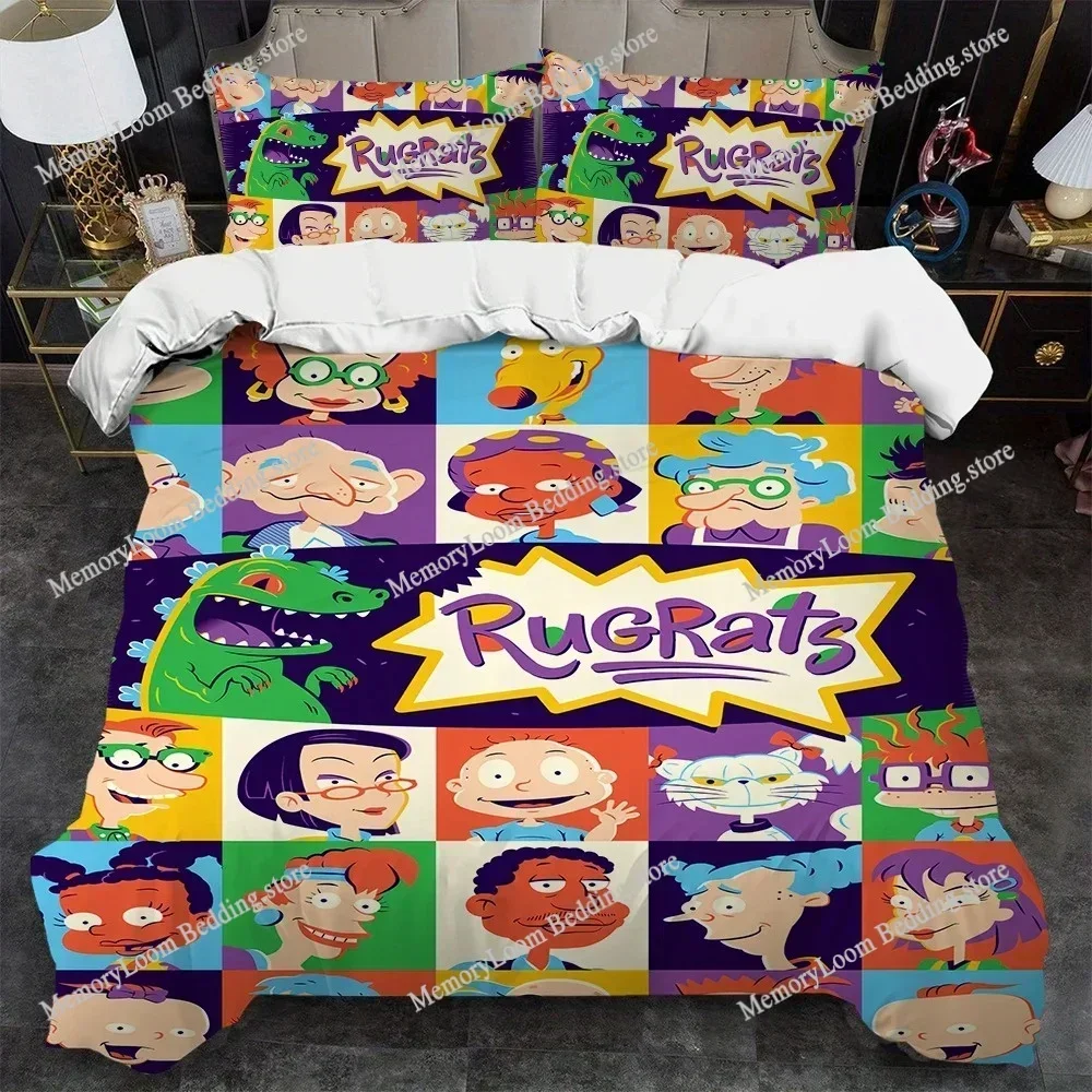 Funny R-Rugrats Cartoon Duvet Cover Set Home Style Bedding Soft Laundry Cotton Bed Four Seasons Student Dormitory Luxury Gift029