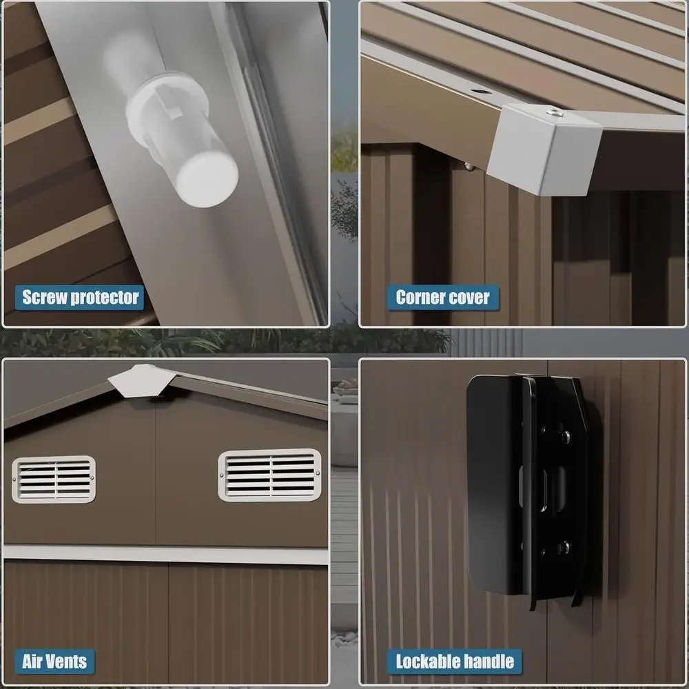 10T x 8T Outdoor Metal Storage Shed with Lockable Door, Sliding Door, and Air Vents for Gardening and Lawn Tools view 2
