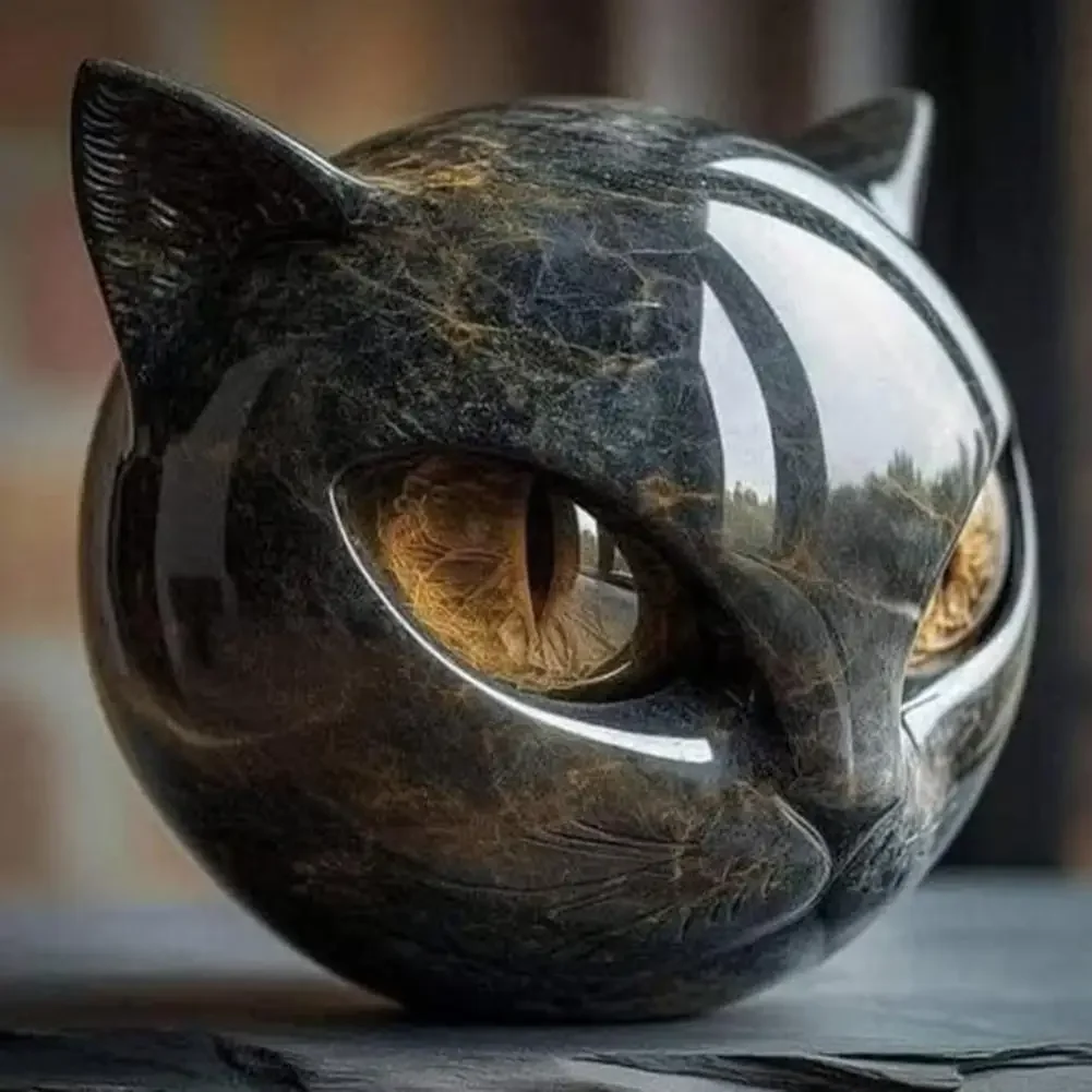 Tisch-Katzenstatue/Katzen-Skulptur Dekorationen Marmor Schwarz Ornament für Heim-Fenster und Party-Dekorationen