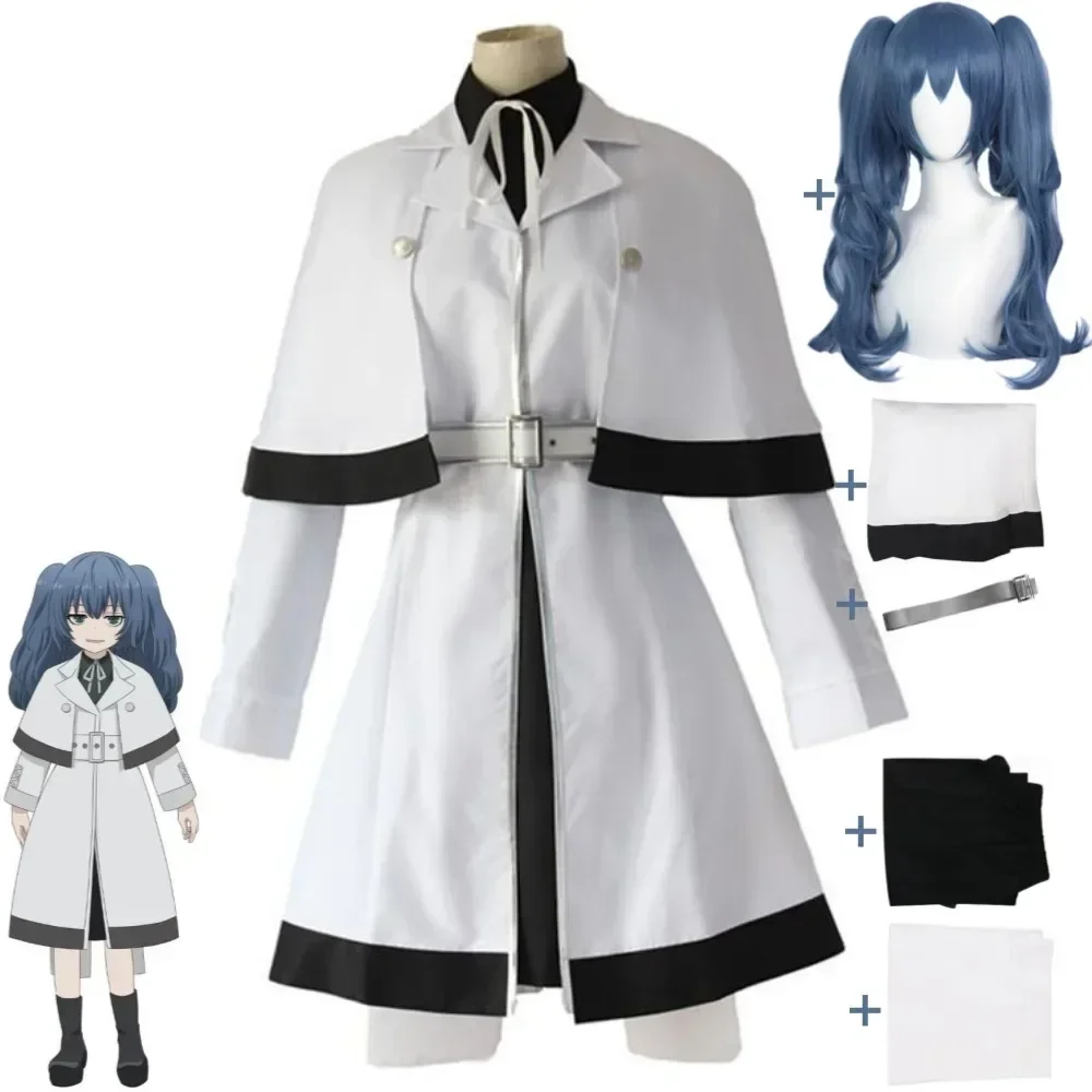 

Anime Tokyo Ghoul Re Yonebayashi Saiko Cosplay Costume Blue Wig CCG White Trench Uniform Halloween Carnival Party Role Play Suit