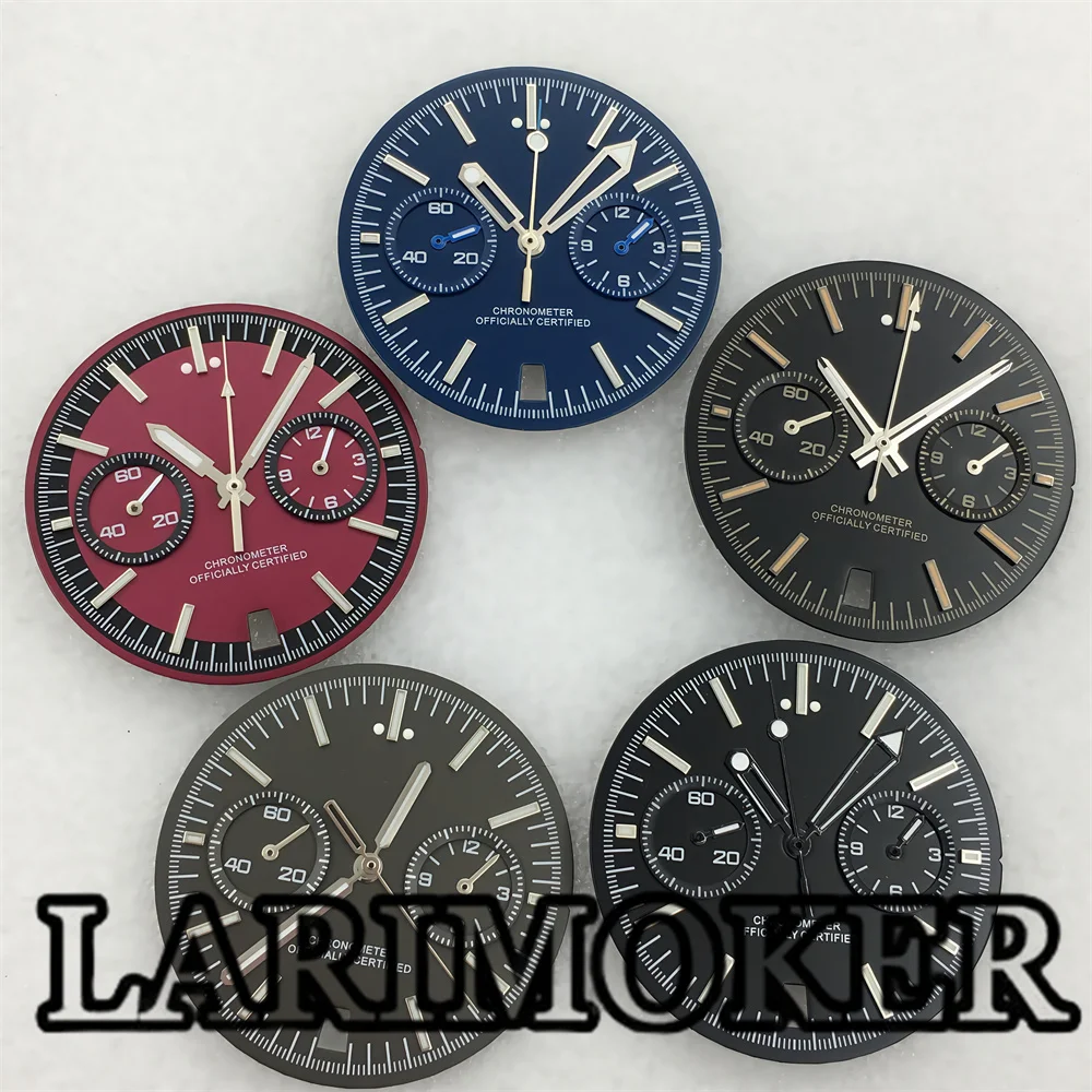 Larimoker 31.5mm vk64 black blue powder kaku color dial is suitable for VK64 quartz movement accessories light emitting index