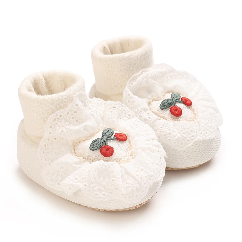 HAIZHIW Cotton Socks Shoes Baby Cute Little Cherry Pattern Soft Winter Shoes Baby Socks Children's Floor Preschool Girls' First