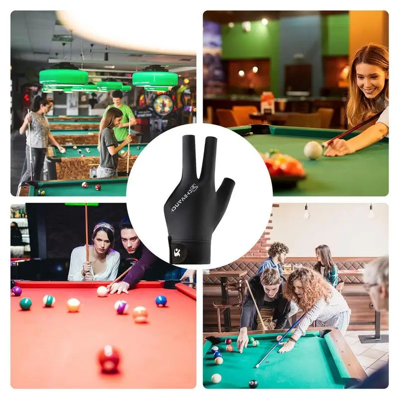 Billiards Glove Left Hand Three Finger Snooker Billiard Glove Non-Slip Stickers Elasticity Soft And Lightweight Billiard Gloves