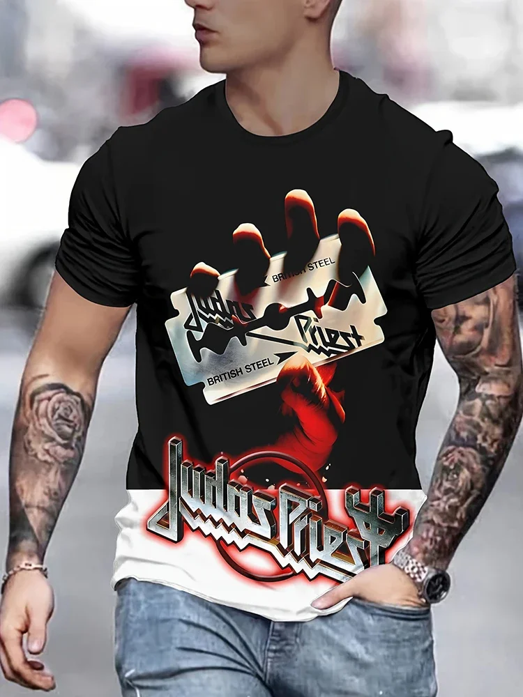 Gothic Lone Wolf Printed T‑Shirt Dual‑Color Eyes Wild Beast Pattern Short Sleeve Pullover Tee For Daily Street Fashion Outfit