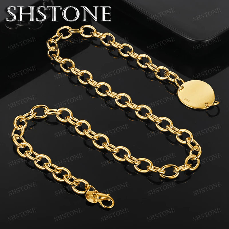 

45cm 18k Gold Smooth Round Necklace For Women Party Birthday Gifts For Men Fashion Trends Minimalist Style Jewelry Accessories