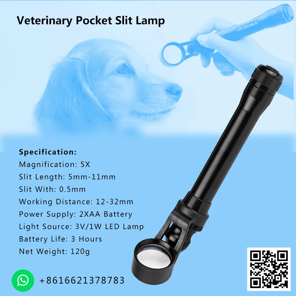 Handheld Pocket Slit Lamps Optical Ophthalmic Equipment Portable Hand Held LED Slit Lamp Microscope Suitable for Vet Pets