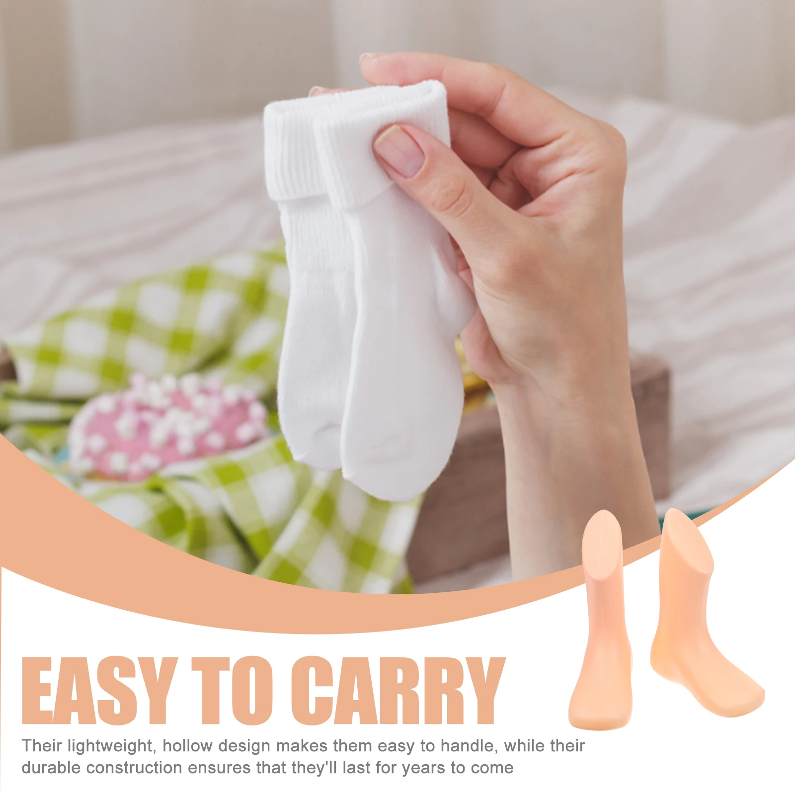 

4pcs Baby Foot Mold Hollow Plastic Mannequin White Skin Tone Infant Shoe Sock Display Lightweight Durable Retail Store