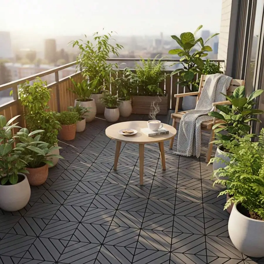 [2026 New] Interlocking Deck Tiles, 12'X12' All-Weather Waterproof Patio Flooring, Anti-Slip Snap-Together Outdoor Pavers For Cr