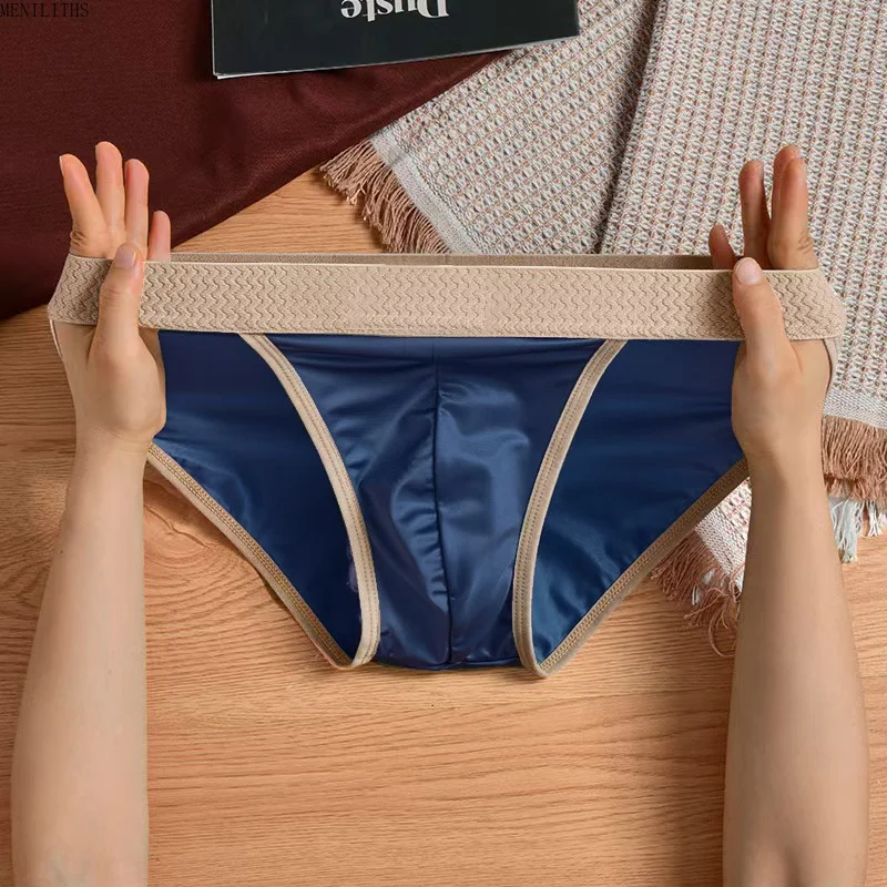 1/3PCS men's briefs simple and versatile ice silk material, comfortable, breathable and quick drying men's briefs