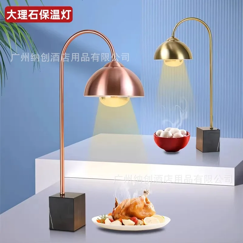 Buffet food insulation lamp Hotel buffet marble insulation table Double head catering heating food