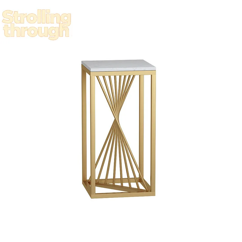 

Light luxury flower stand TV cabinet next to floor ornament living room interior marble simple modern flower stand