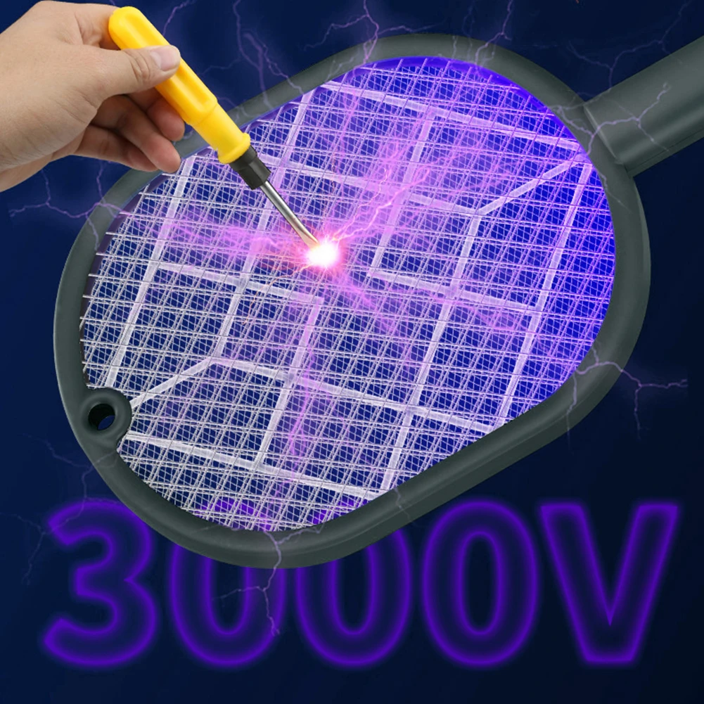 Electric Mosquito Killer 2-in-1 Fly Swatter Trap Electric Mosquito Swatter USB Rechargeable Mosquito Racket Fly Zapper For Home