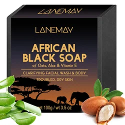 100g AFRICAN BLACK SOAP Shea Butter Bar Moisturizing Acne Treatment Cleanser for Clear Skin Care Deep Cleaning Glowing