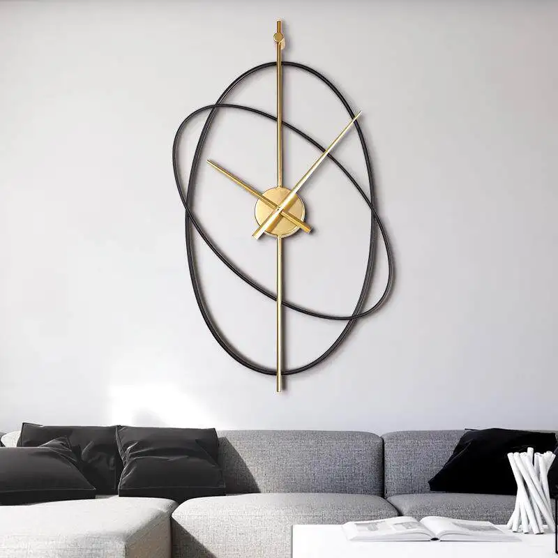 

Simple Iron Wall Clock Metal Oval Clocks Wall Home Decor Modern Design Art Silent Wall Clock Paint Craft Living Room Decor Gift