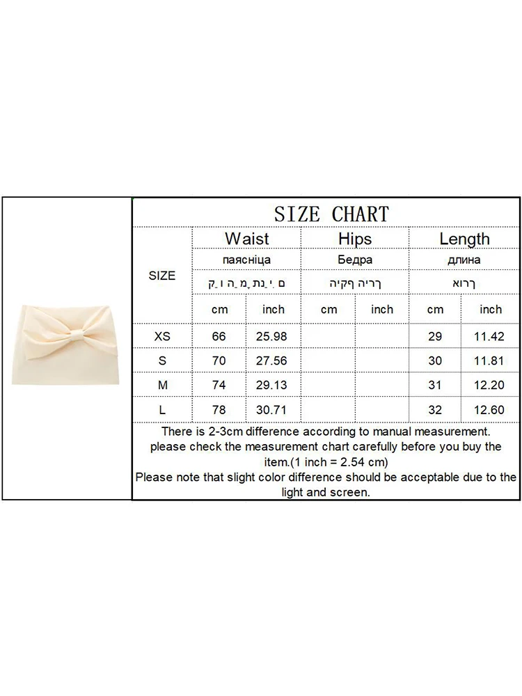 TRAF 2024 New Women Bow Mini Skirt Fashion Ruched High Waist Causal Side Zipper Skirts  Chic And Elegant Ladies Summer Skirts