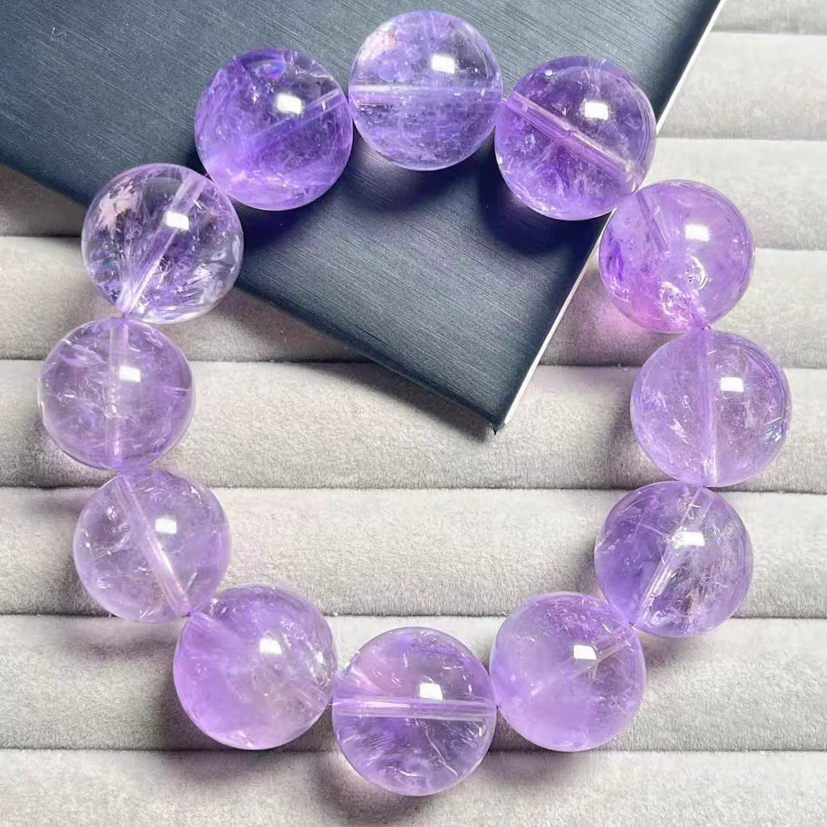 

Натуральный лавандовый аметистовый кварцевый браслет, прозрачные круглые бусины 14 мм, 15 мм, 16 мм, 17 мм, женский и мужской эластичный браслет с аметистом AAAAA