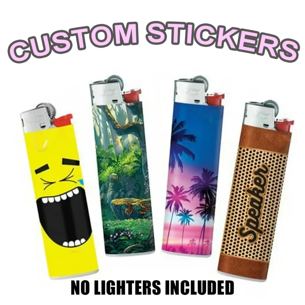 16PCS Custom Lighter Wrap Stickers Personalized Photo Logo Adhesive Labels Decorative Skins Party Favor No Lighter Included
