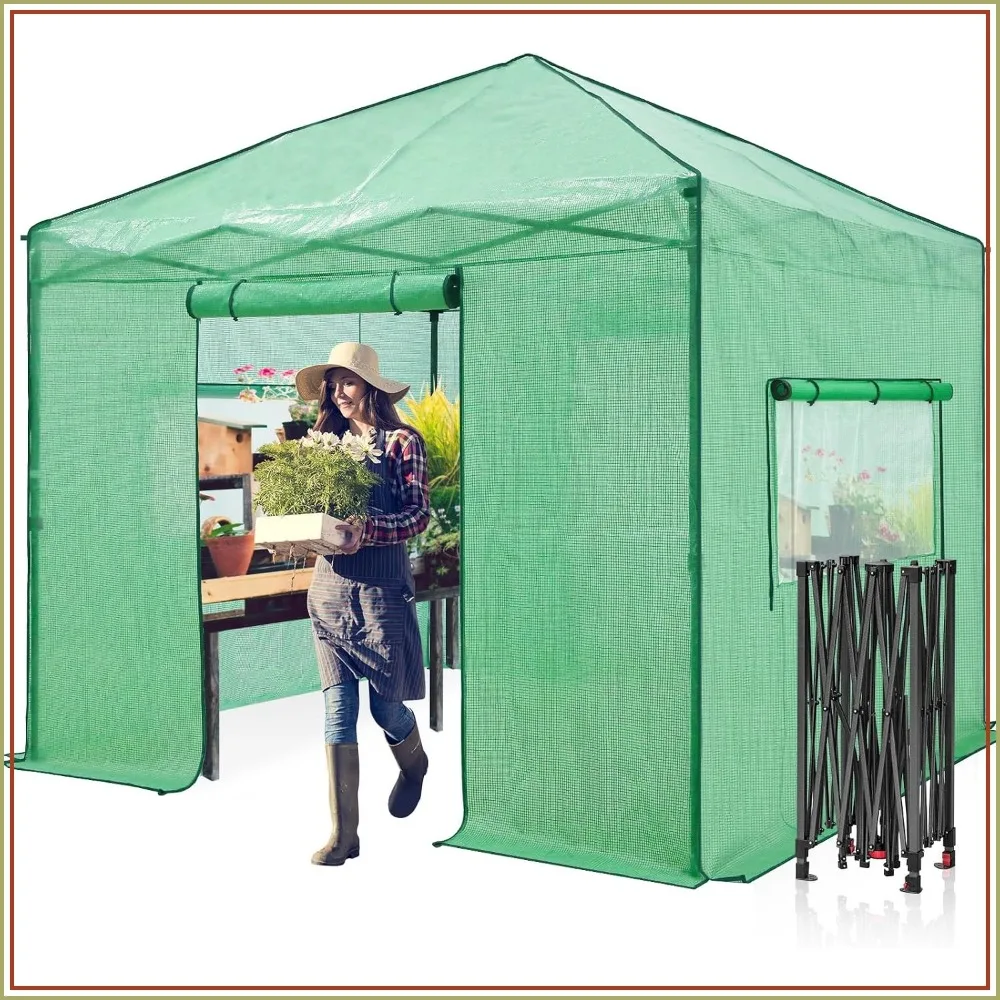 EAGLE PEAK 10x10 Pop Up Greenhouse Easy Setup Clear Green Outdoor Garden